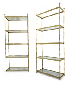 Brass & Glass Etageres - Pair