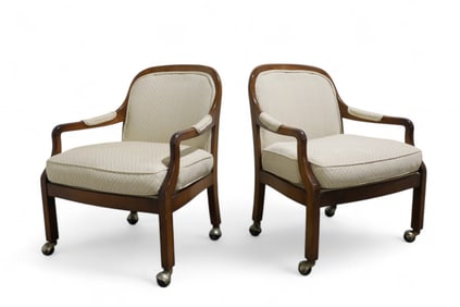 Mid Century Walnut Arm Chairs - Pair