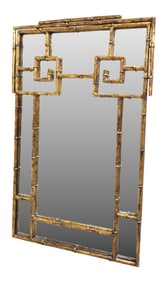 LaBarge Faux Bamboo Gilt Iron Mirror