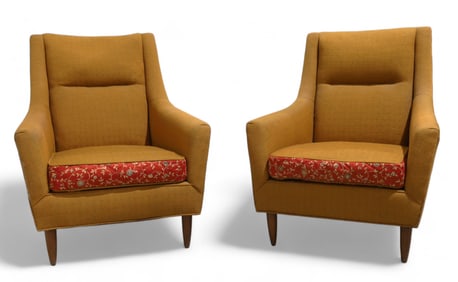 Mid Century Walnut Lounge Chairs - Pair