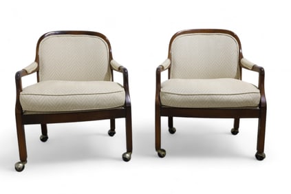 Mid Century Walnut Arm Chairs - Pair