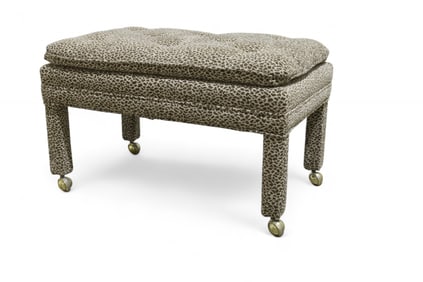 Leopard Pattern Upholstered Bench