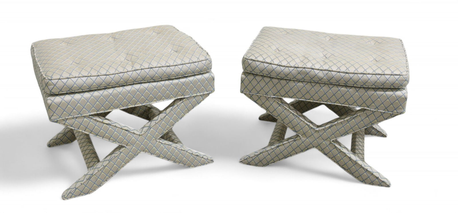 Upholstered X Base Benches - Pair (1 of 10)