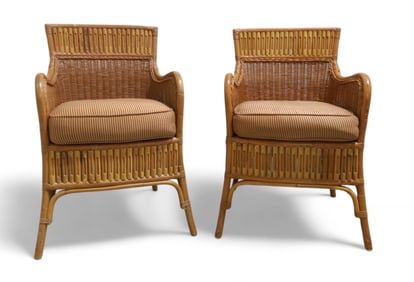 Wicker Arm Chairs - Pair