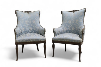 Upholstered Fireside Chairs - Pair