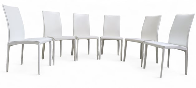 Bontempi Kefir White Leather Dining Chairs - 6