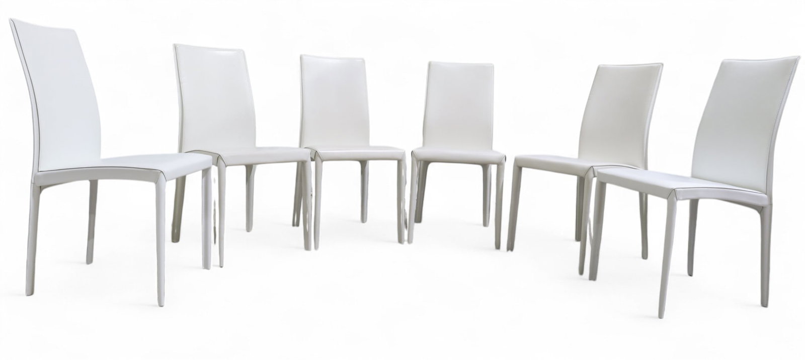 Bontempi Kefir White Leather Dining Chairs - 6: A set of 6 Bontempi Kefir white Italian leather dining chairs Dimensions:36x17x20 Seat Height:18
