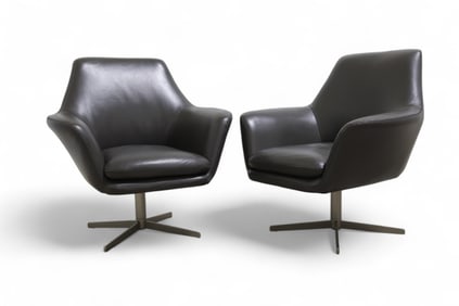 Modani Leather Swivel Chairs - Pair