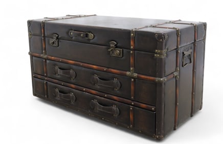 Leather Steamer Style Trunk