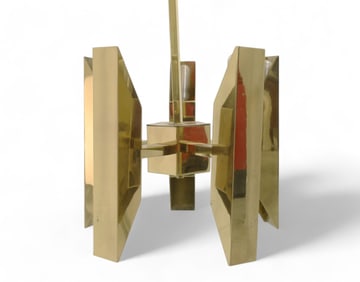 Brass 5 Light Mid Century Chandelier