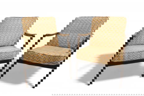 Ole Wanscher Lounge Chairs - Pair: A pair of Ole Wanscher lounge chairs Dimensions:32x24x28 Seat Height:16