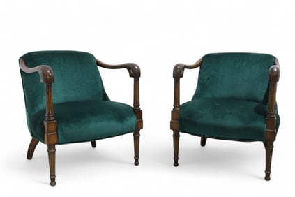 English Regency Style Lounge Chairs - Pair