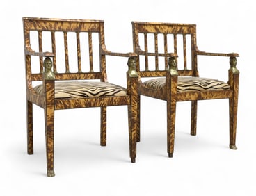 Egyptian Revival Arm Chairs - Pair