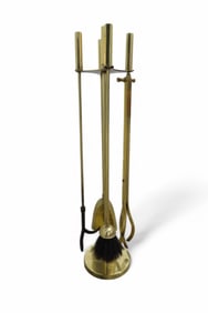 Mid Century Modern Brass Fireplace Tools
