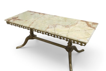French Brass & Onyx Coffee Table