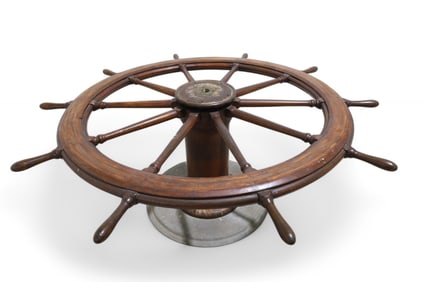 19th Century Ships Wheel on Stand