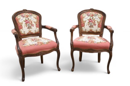 French Needlepoint Chairs - Pair