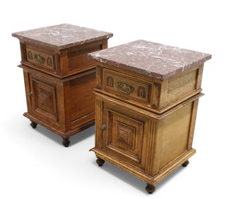 Victorian Marble Top Night Stands - Pair