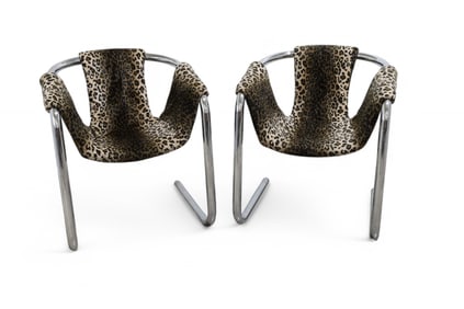 Mid Century Vecta Zermatt Leopard Chairs - Pair