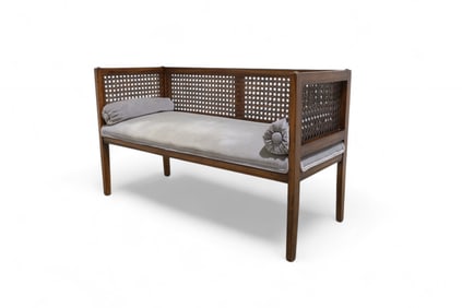 Hollywood Regency Cane Bench
