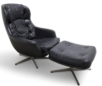 Mid Century Swivel Chair and Ottoman