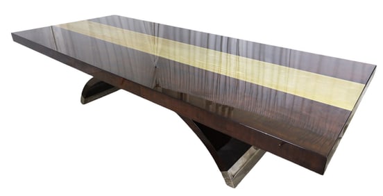 Chrome & Lacquered Wood Dining Table