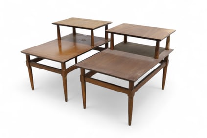 Mid Century Walnut Step Tables - Pair