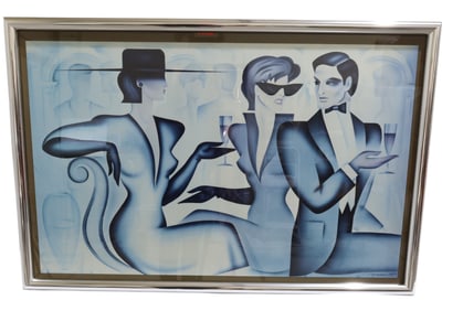 Signed E. Freyman Lithograph "Models in Blue"