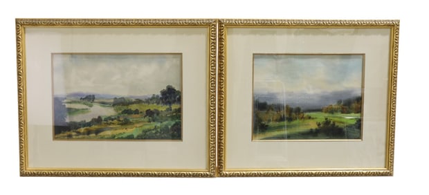 Signed Kirill Milkov Landscape Watercolors - 2