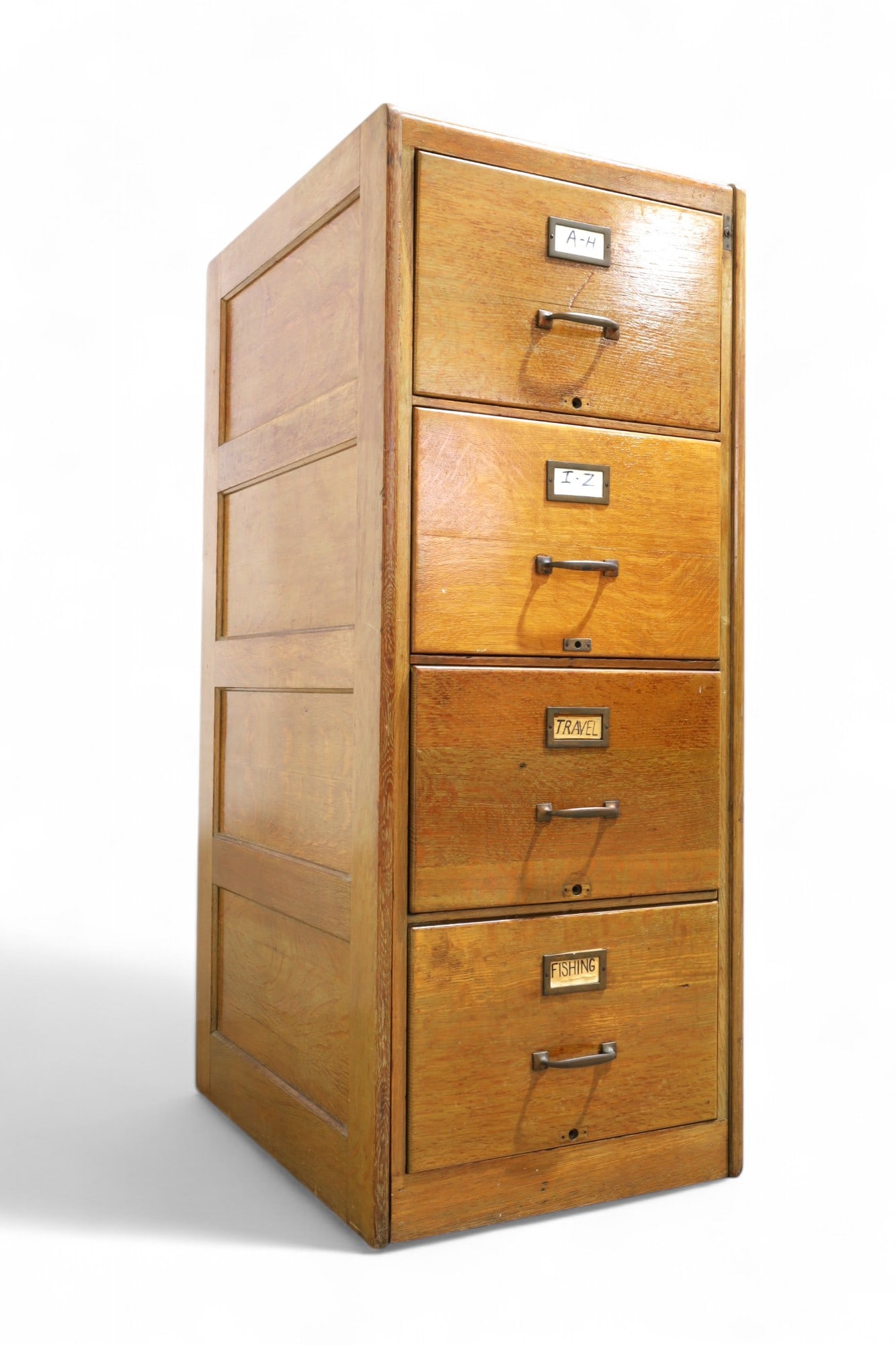 Oak Paneled 4 Drawer File Cabinet (1 of 10)