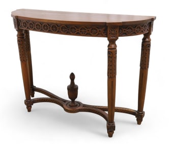 Carved Mahogany Demi Lune Hall Table