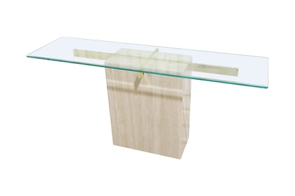 Artedi Travertine & Glass Console Table
