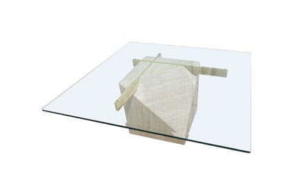 Artedi Travertine and Glass Coffee Table