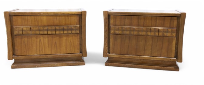 Mid Century Modern Walnut Night Stands - Pair