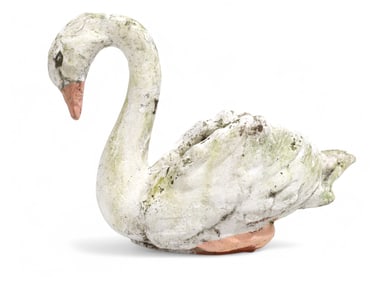 Painted Vintage Cement Swan Planter