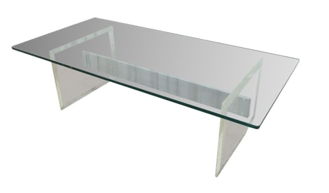 Lucite, Aluminum & Glass Coffee Table