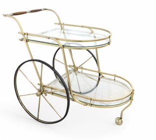 Hollywood Regency Brass Tone Bar Cart