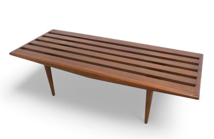 Mid Century Walnut Slat Bench
