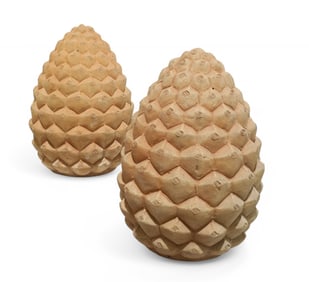 Large Terracotta Pineapple Lawn Ornaments - Pair