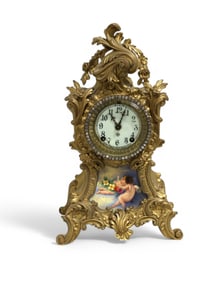 French Bronze & Porcelain Clock