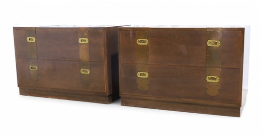 Campaign Chests with Applied Brass Straps - Pair