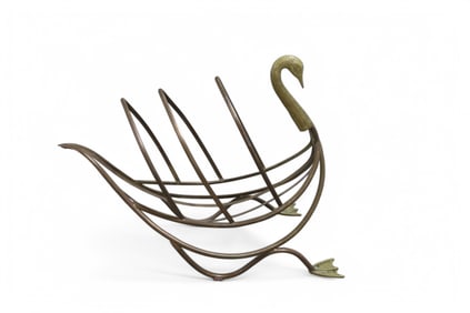 Maison Jansen Brass Swan Magazine Rack