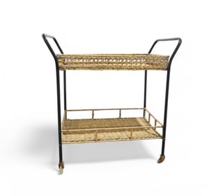 Iron & Wicker Serving Cart
