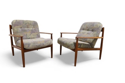 Greta Jalk Teak Lounge Chairs - Pair