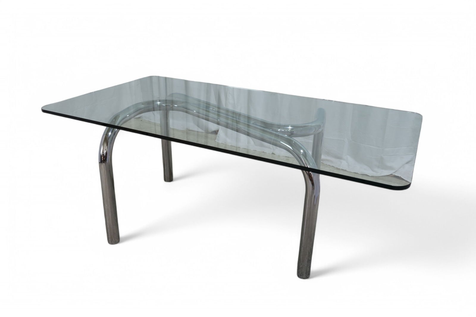 Guido Faleschini for Pace Chrome Dining Table: A Guido Faleschini for Pace chrome and glass dining table Dimensions:30x78x42