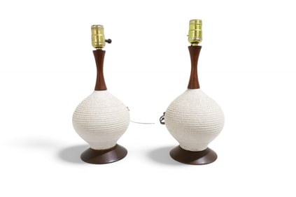 Mid Century Danish Style Pottery Lamps - Pair