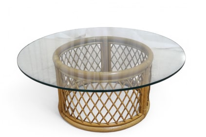 Rattan Glass Top Coffee Table