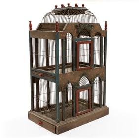 Paint Decorated Bird Cage
