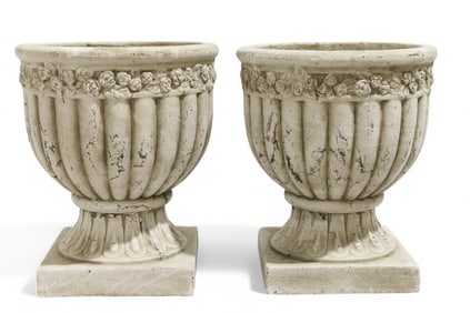 Pottery Urn Planters - Pair