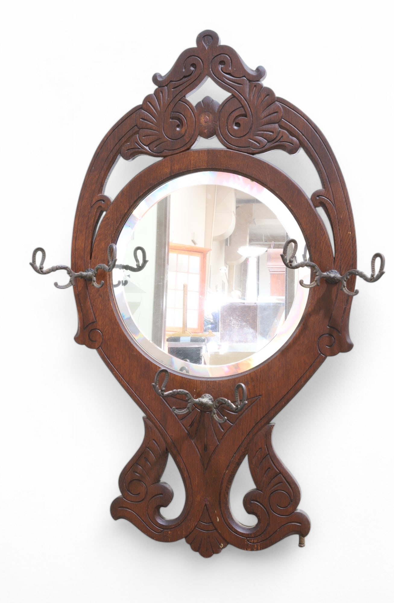 Victorian Oak Entry Mirror (1 of 6)